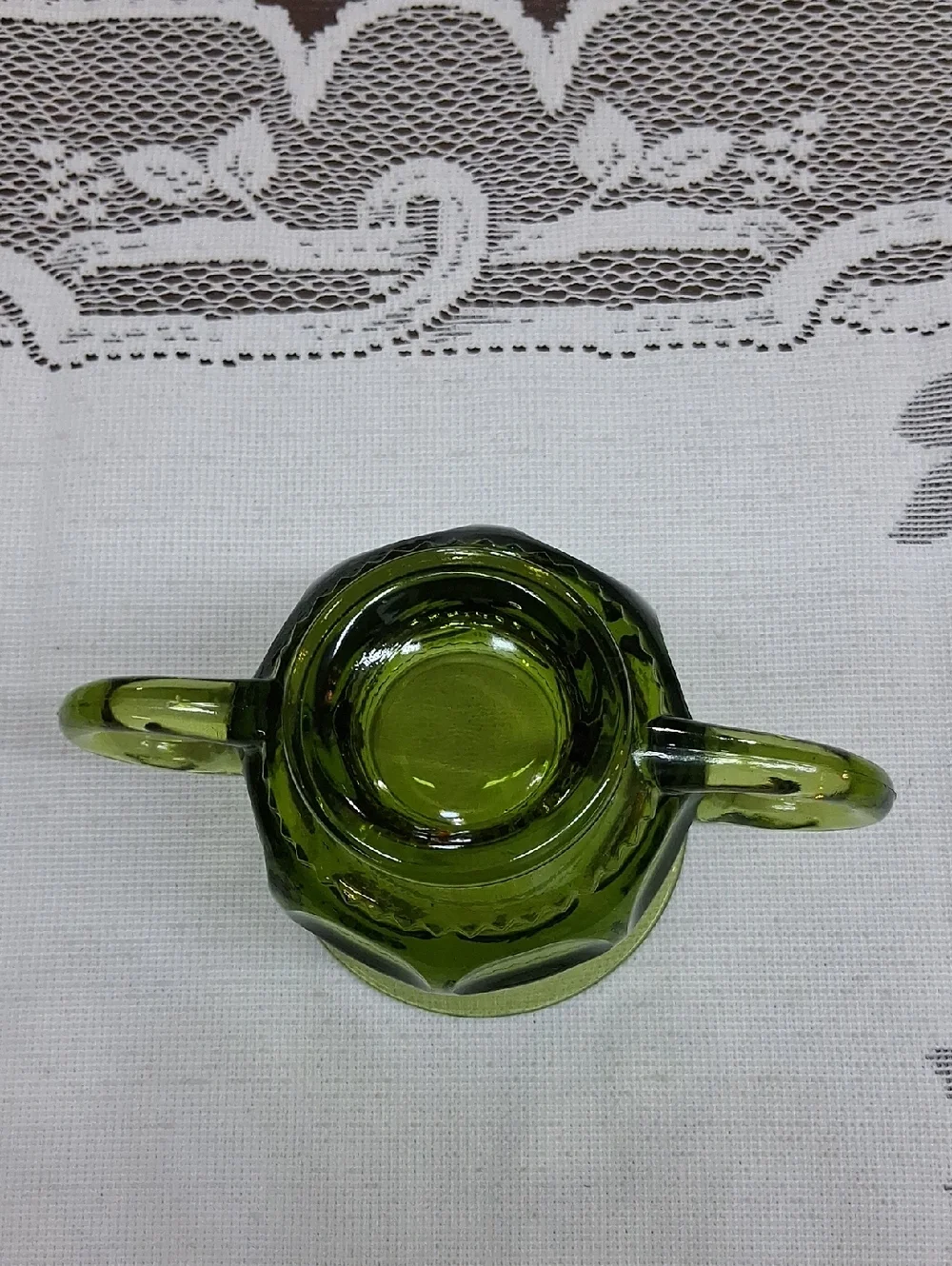 Indiana Glass Sugar Bowl in the King's‎ Crown Thumbprint pattern.